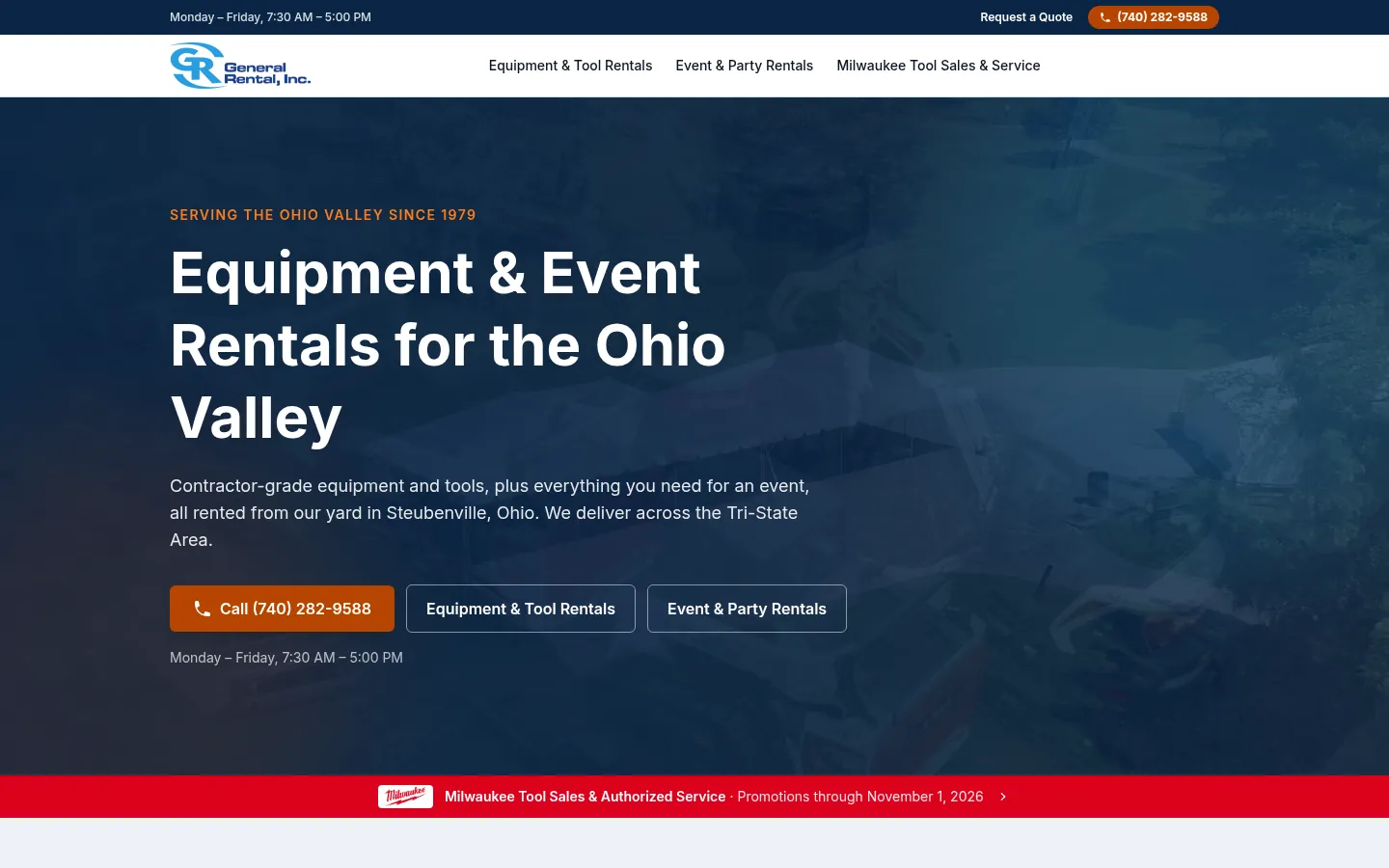 The new General Rental website